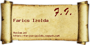 Farics Izolda névjegykártya